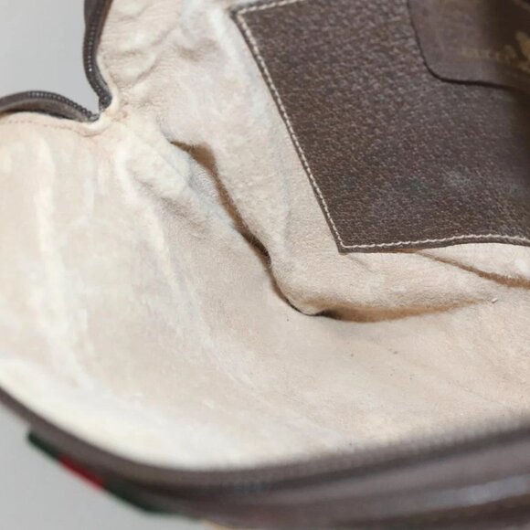 GUCCI GG Supreme Web Sherry Line Bag PVC Beige Gold 904 02 047 Auth - Picture 10 of 16